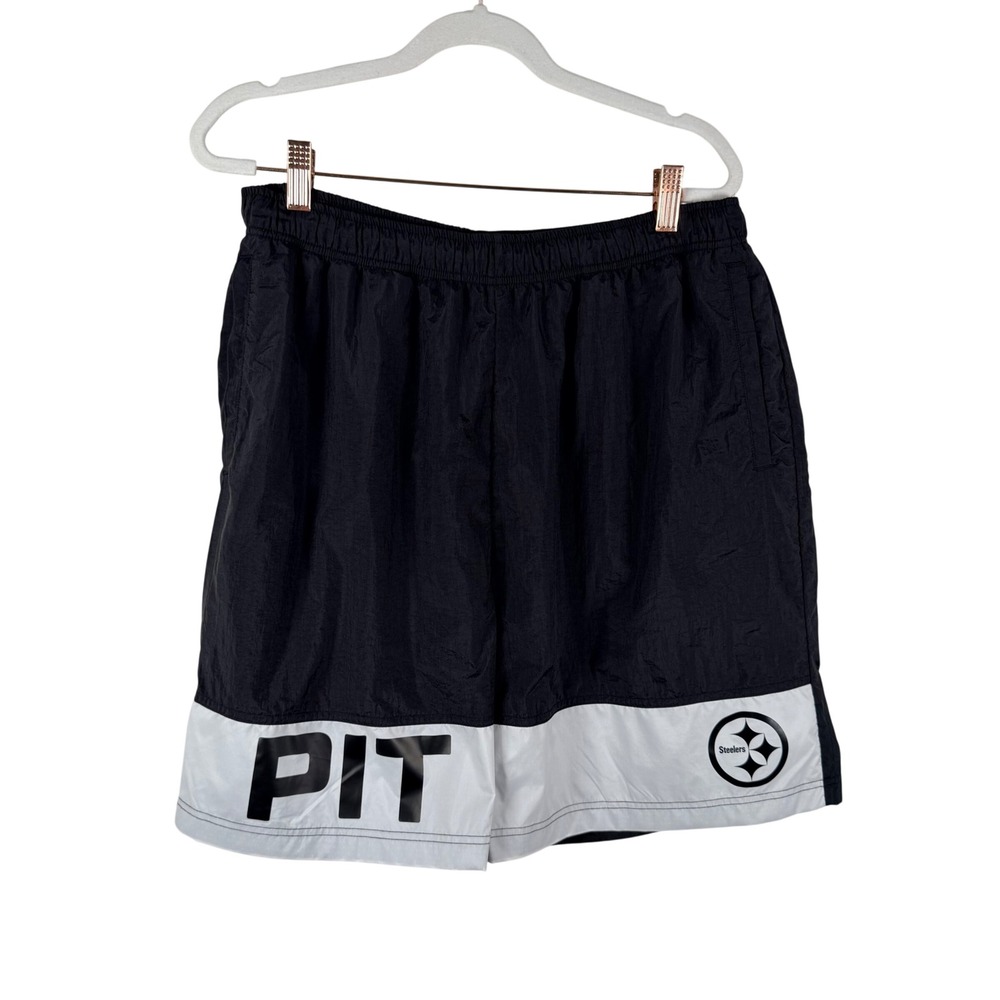 Fanatics Signature Pittsburgh Steelers Men XL Black Nylon Mesh Lined Shorts 6.5"